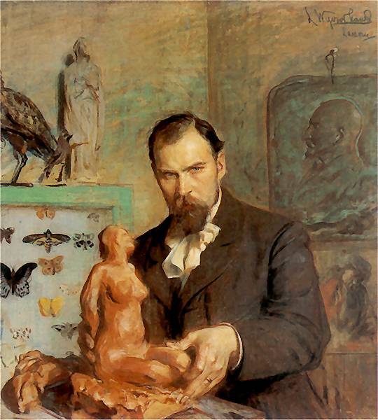 Portrait of Konstanty Laszczka (a Polish artist), vintage artwork by Leon Jan Wyczolkowski, 12x8" (A4) Poster