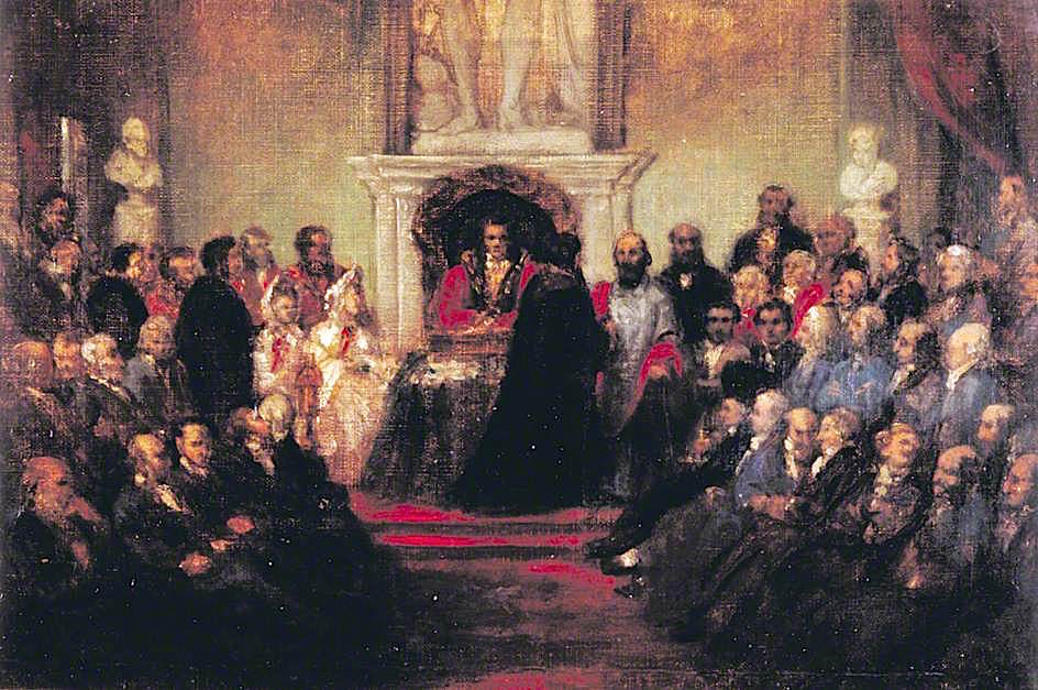 The Presentation of the Freedom of the City to General Garibaldi, 20 April 1864, vintage artwork by Sir John Gilbert, A3 (16x12") Poster Print