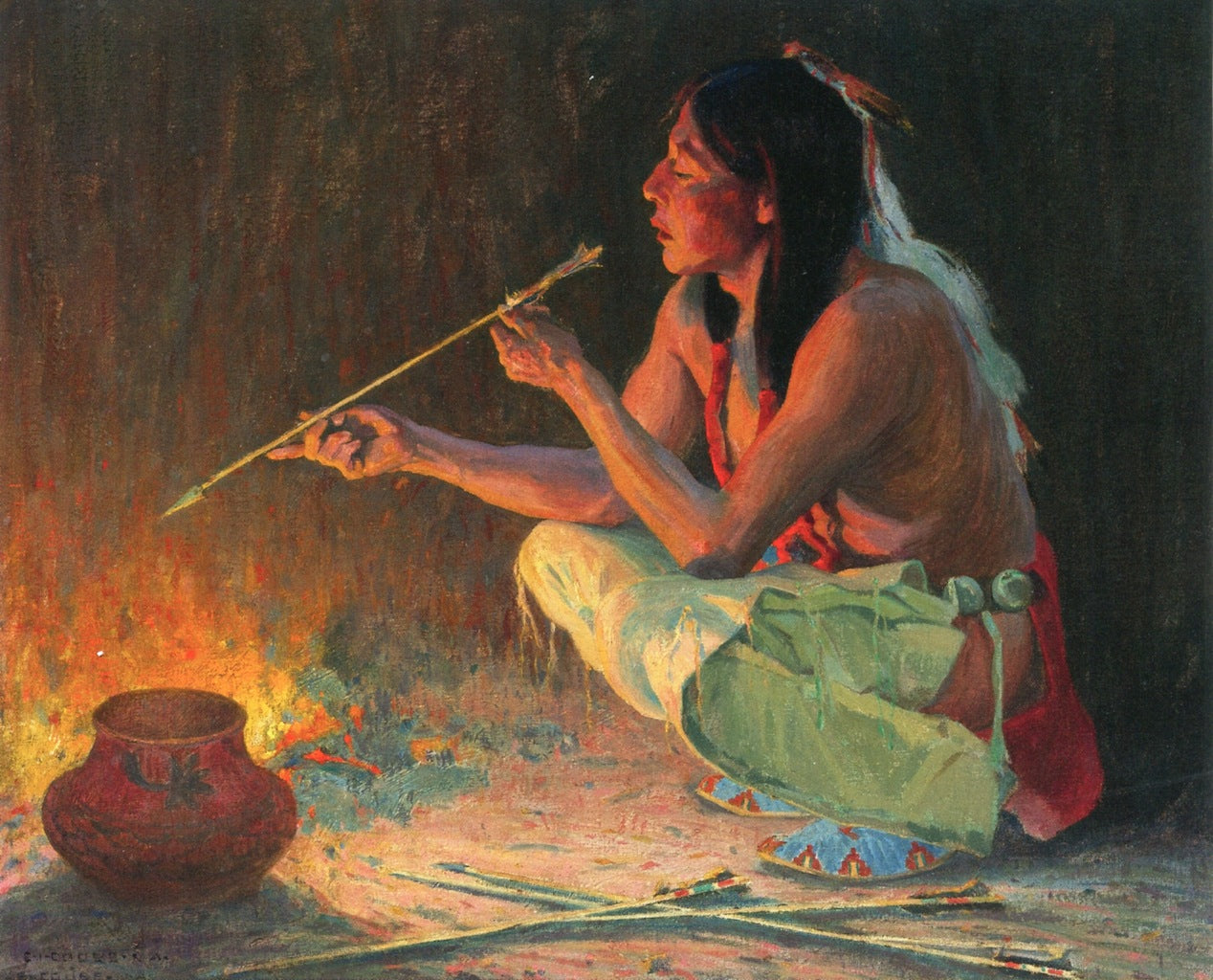 The Arrow Maker, vintage artwork by Eanger Irving Couse, 12x8" (A4) Poster