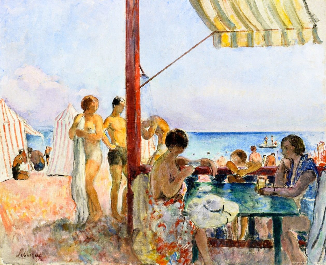 The Bar at the Beach, vintage artwork by Henri Lebasque, 12x8" (A4) Poster