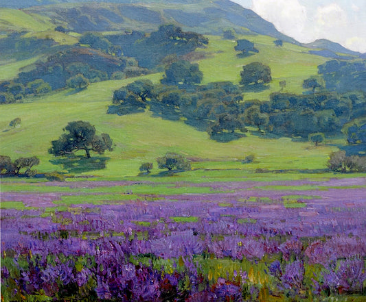 Lupine Patch, vintage artwork by William Wendt, 12x8" (A4) Poster