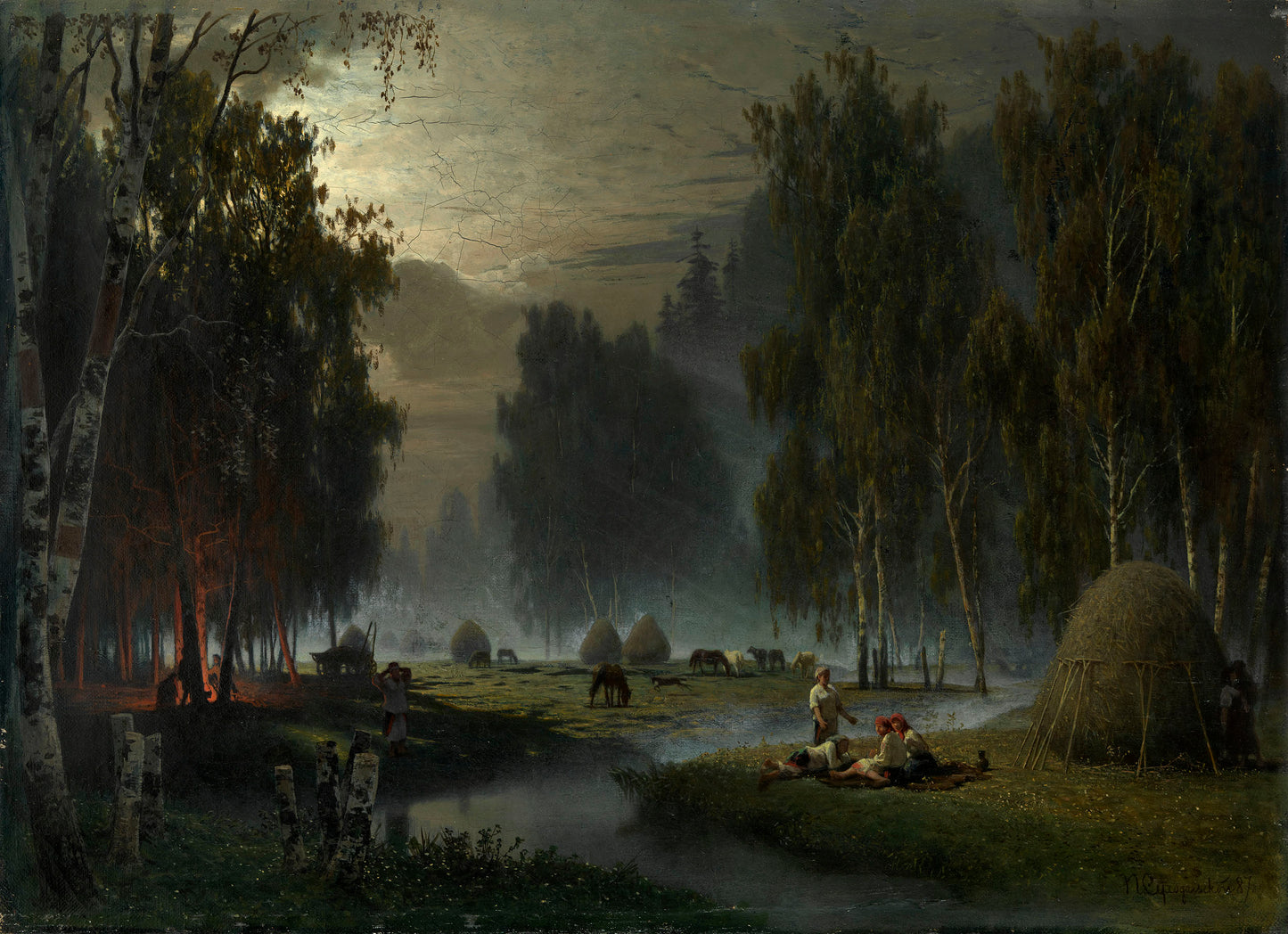 Haymakers. Evening Rest, vintage artwork by Petr Sukhodolsky, 12x8" (A4) Poster