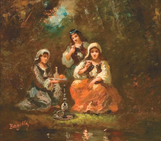 Tea-Time in the Undergrowth, vintage artwork by Frederic Borgella, 12x8" (A4) Poster