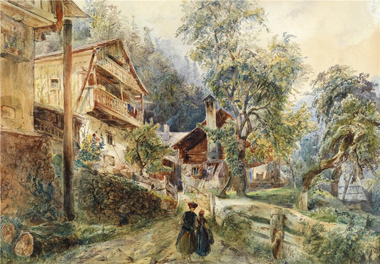 Berchtesgaden, vintage artwork by Carl Goebel, 12x8" (A4) Poster