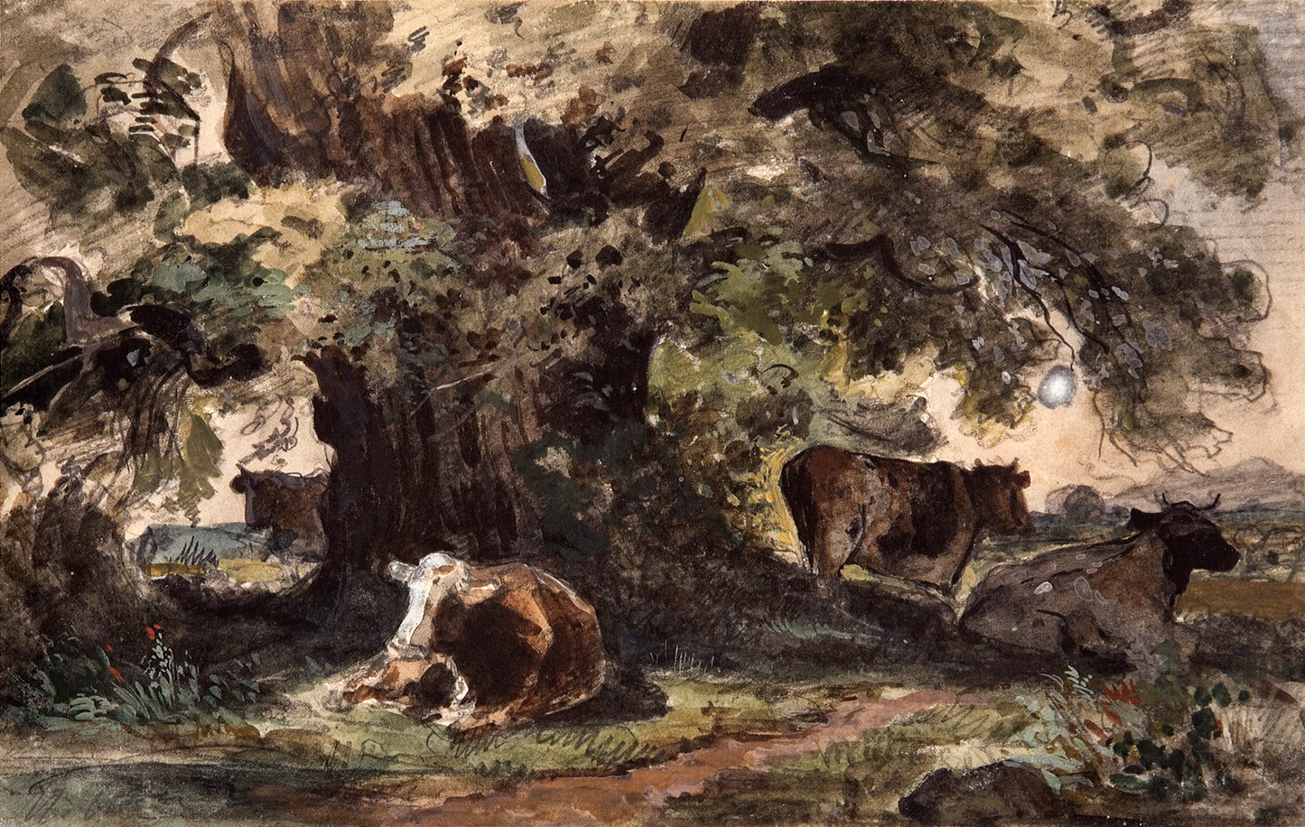 Cows Resting, vintage artwork by Ivan Ivanovich Shishkin, 12x8" (A4) Poster