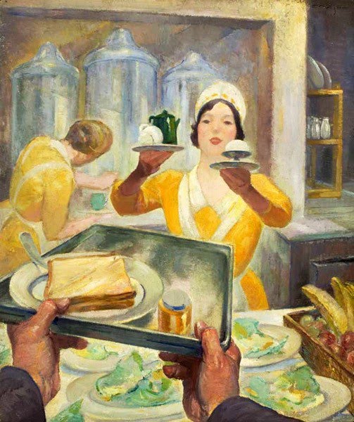 Pot of Tea and Ice Cream, vintage artwork by Edmund Marion Ashe, 12x8" (A4) Poster