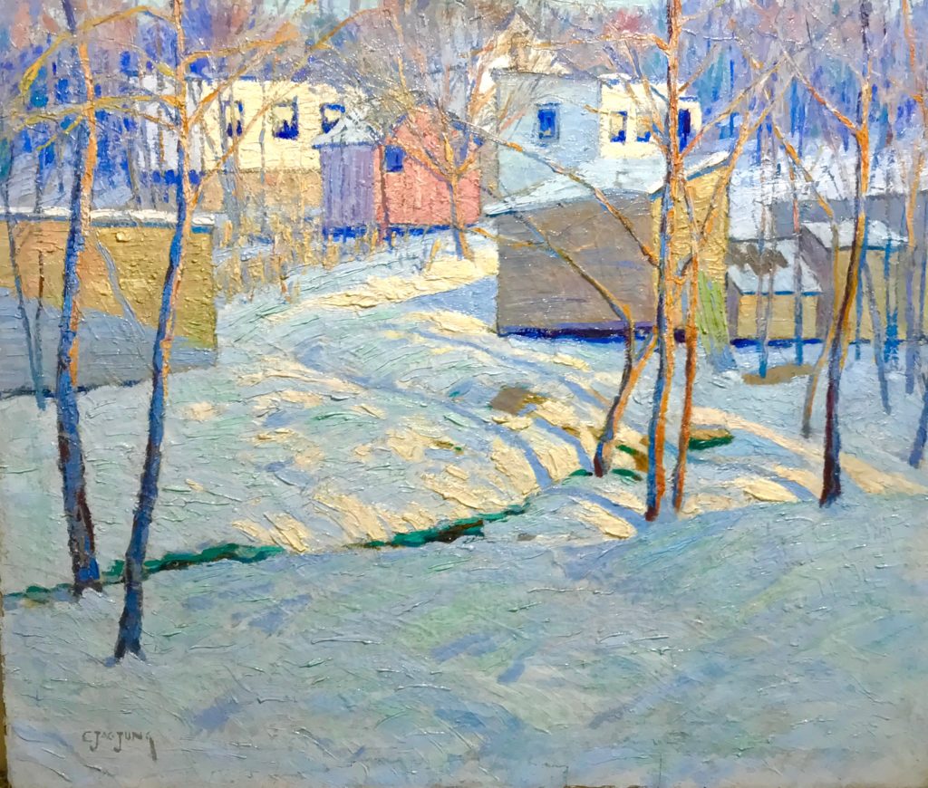 Snow scene, vintage artwork by Charles Jacob Jung, 12x8" (A4) Poster