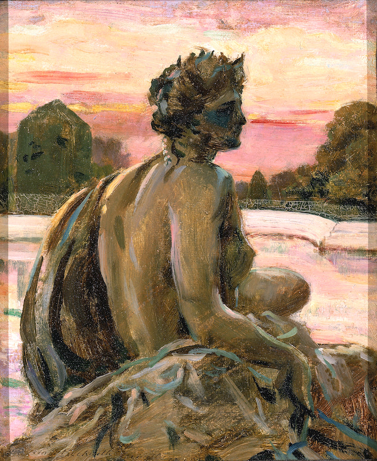 One of the Figures at the Parterre d'Eau, vintage artwork by James Carroll Beckwith, 12x8" (A4) Poster