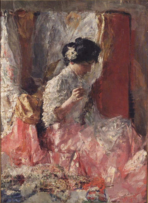 La Cucitrice by Antonio Mancini,A3(16x12")Poster