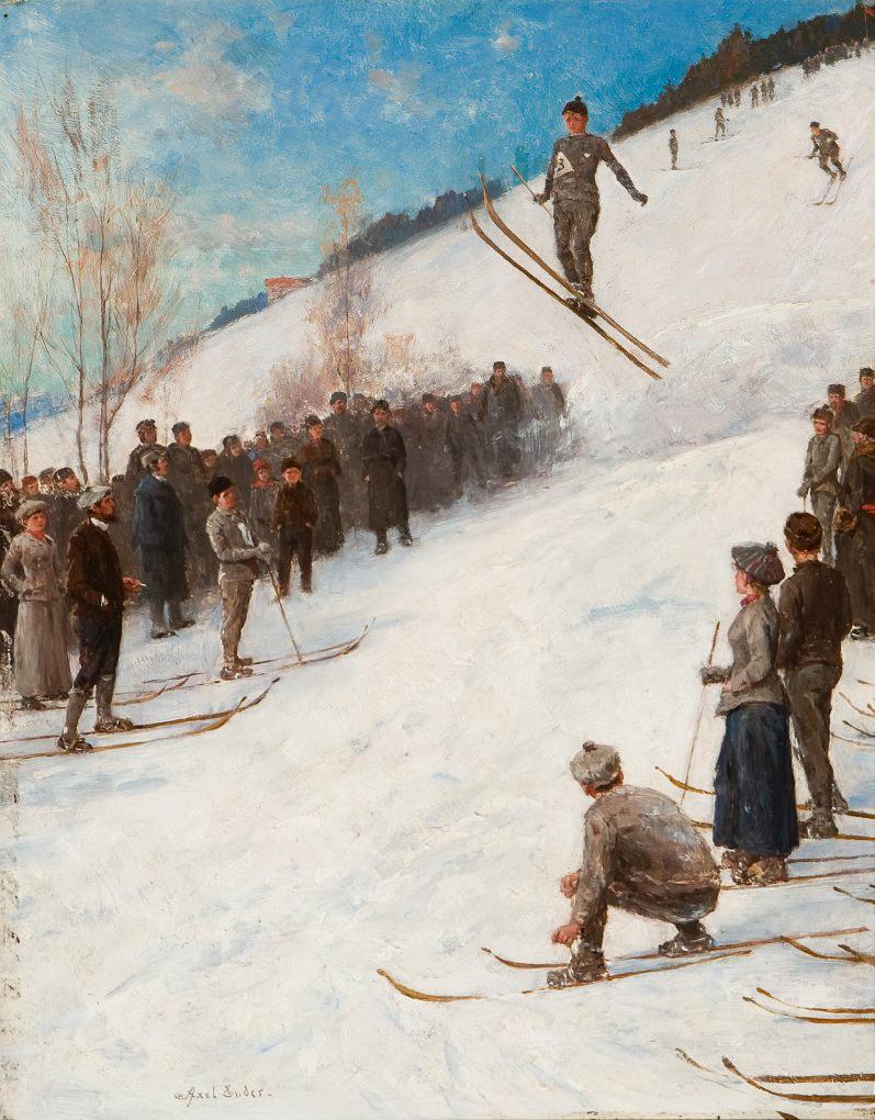 Skiing competition in Fjelkenbakken by Axel Hjalmar Ender,A3(16x12")Poster