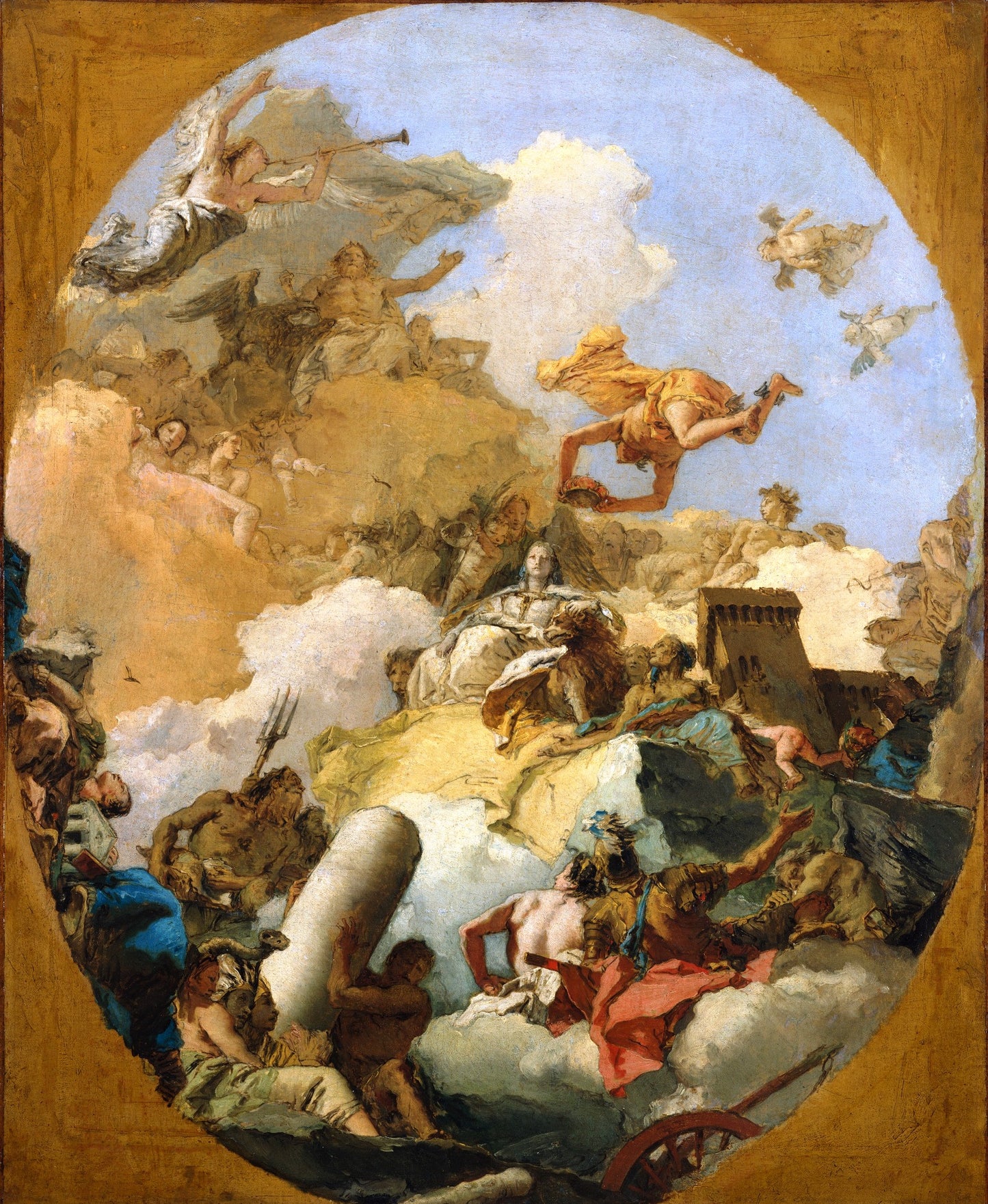 Study for The Apotheosis of the Spanish Monarchy 1, vintage artwork by Giovanni Battista Tiepolo, 12x8" (A4) Poster