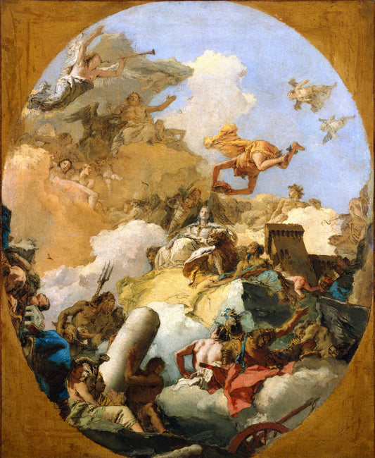 Study for The Apotheosis of the Spanish Monarchy 1, vintage artwork by Giovanni Battista Tiepolo, 12x8" (A4) Poster