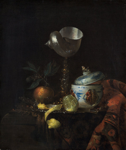 Still Life with Nautilus Cup, vintage artwork by After Willem Kalf, 12x8" (A4) Poster