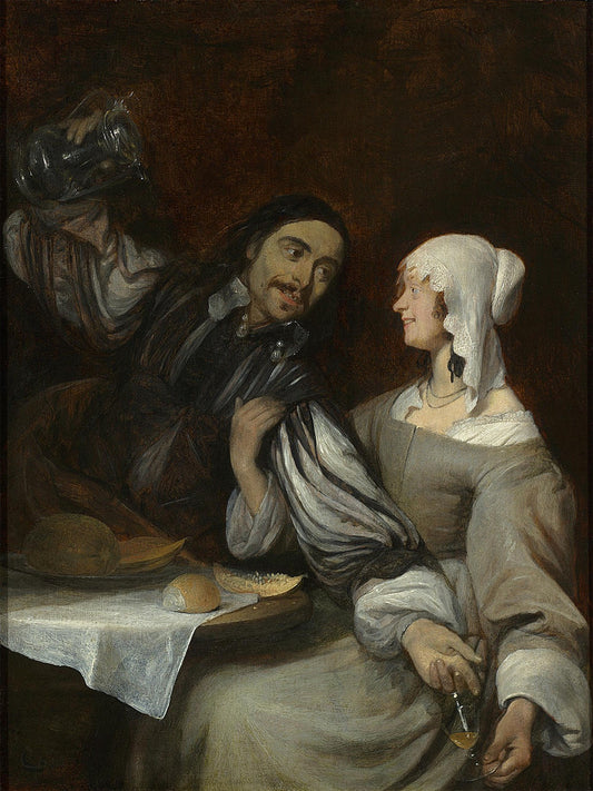 The Pressing Invitation to Drink, vintage artwork by Gerard ter Borch, 12x8" (A4) Poster