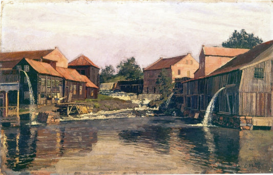 Akerselva by  Nedre Foss, vintage artwork by Edvard Munch, 12x8" (A4) Poster