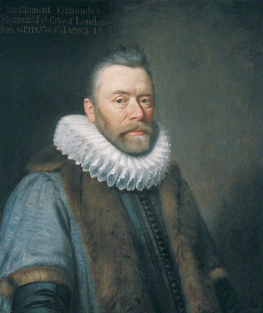 Sir Clement Edmondes, Government Official, vintage artwork by Daniël Mijtens, 12x8" (A4) Poster