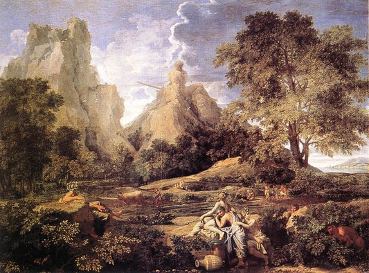 Landscape with Polyphemus, vintage artwork by Nicolas Poussin, 12x8" (A4) Poster