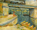 Bridges across the Seine at Asnières, vintage artwork by Vincent van Gogh, 12x8" (A4) Poster