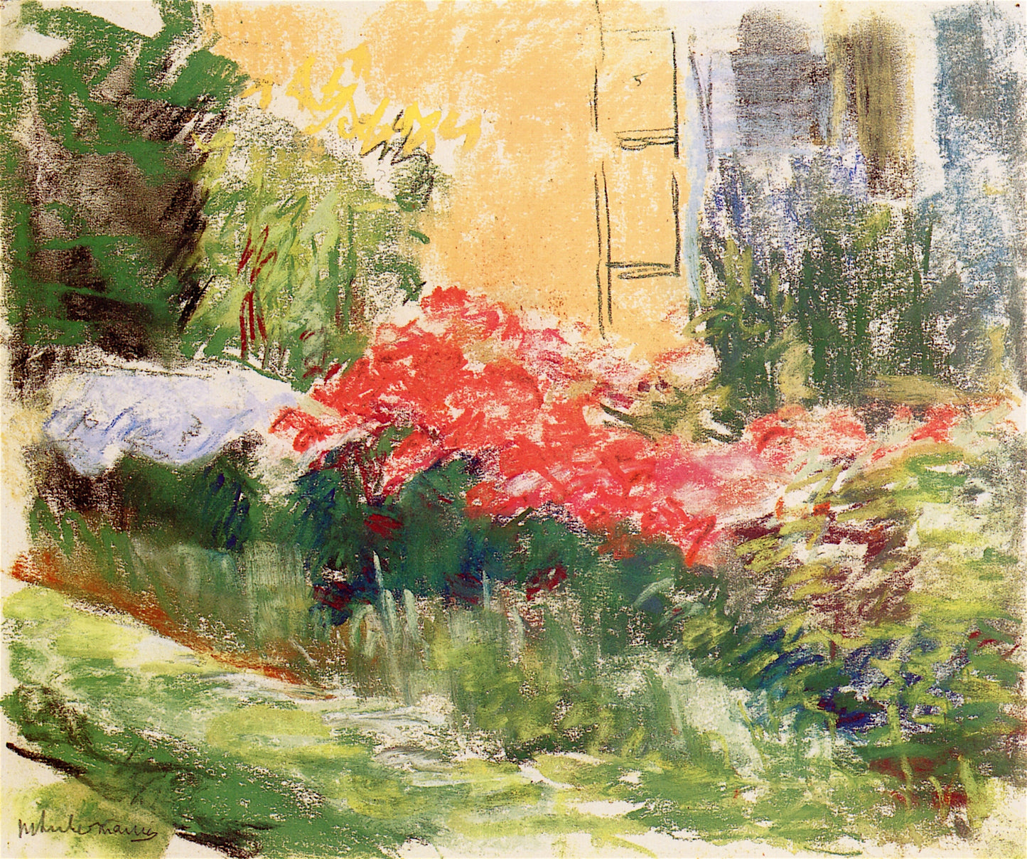 The Artist's Garden at Wannsee, vintage artwork by Max Liebermann, 12x8" (A4) Poster