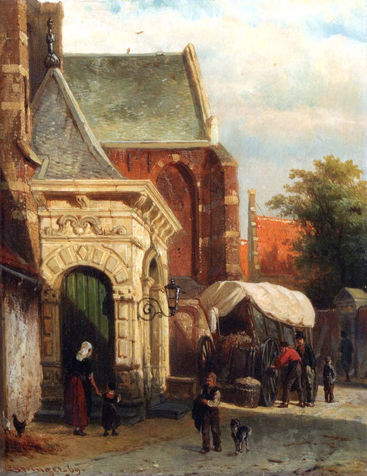 A view of the South entrance of the St. Pancras church, Enkhuizen, vintage artwork by Cornelis Springer, A3 (16x12") Poster Print