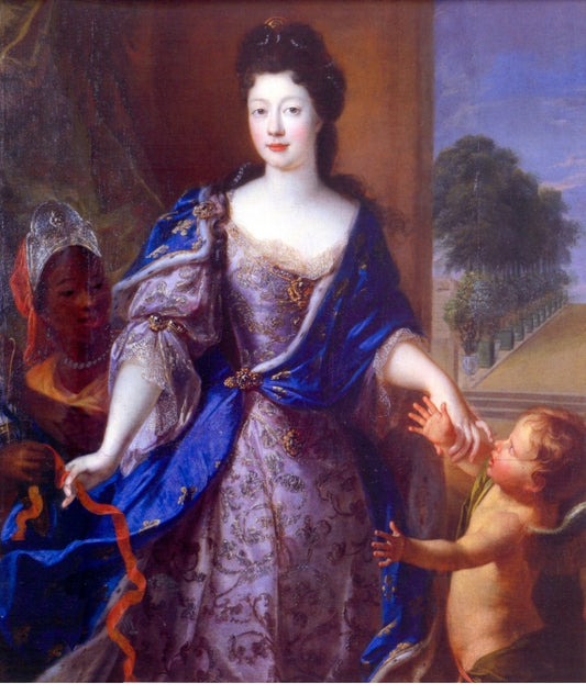 Elisabeth Charlotte d'Orleans as Venus, about to Bind Cupid's Wings, vintage artwork by Pierre Gobert, 12x8" (A4) Poster
