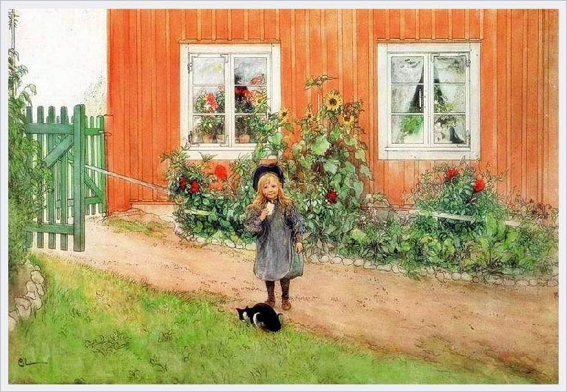 Brita With A Cat And A Sandwich by Carl Larsson,A3(16x12")Poster