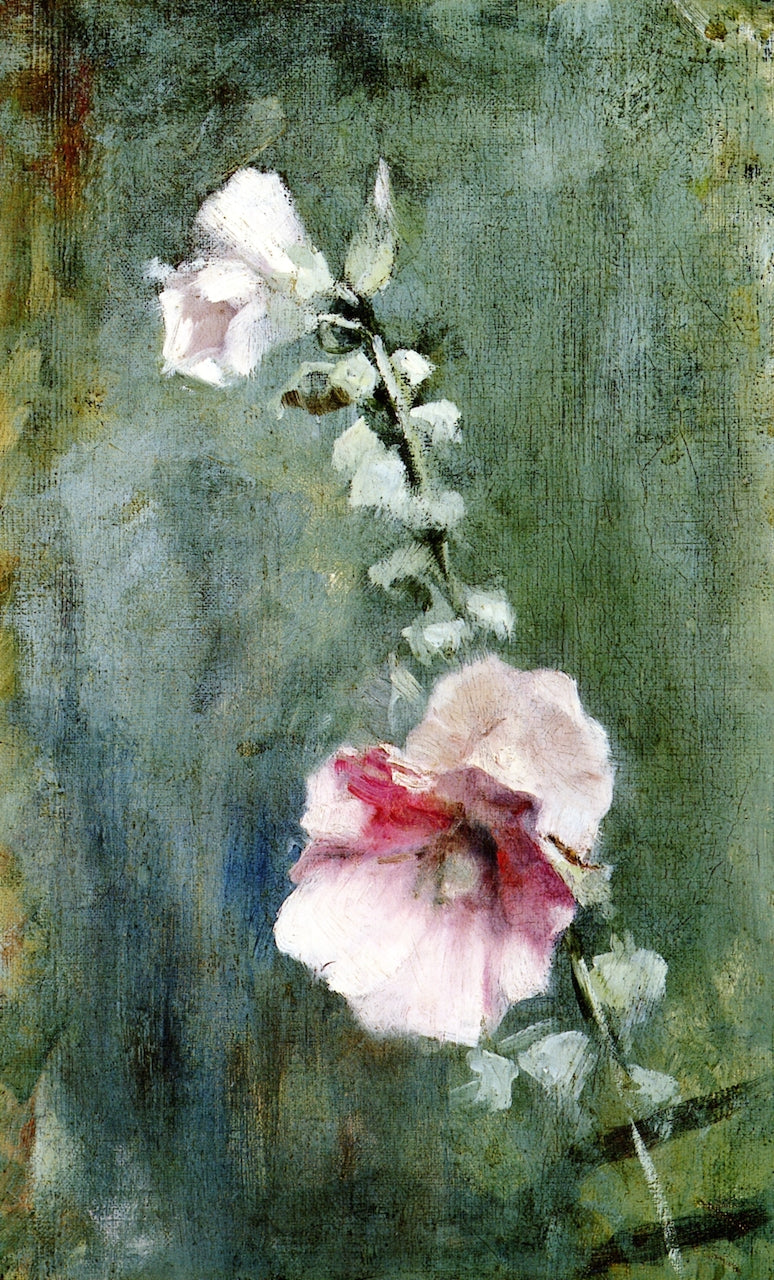 Hollyhock, vintage artwork by Dennis Miller Bunker, 12x8" (A4) Poster
