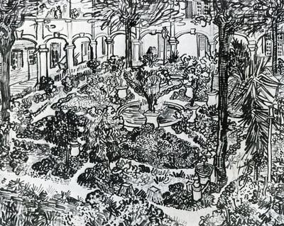 The Courtyard of the Hospital of Arles, vintage artwork by Vincent van Gogh, 12x8" (A4) Poster