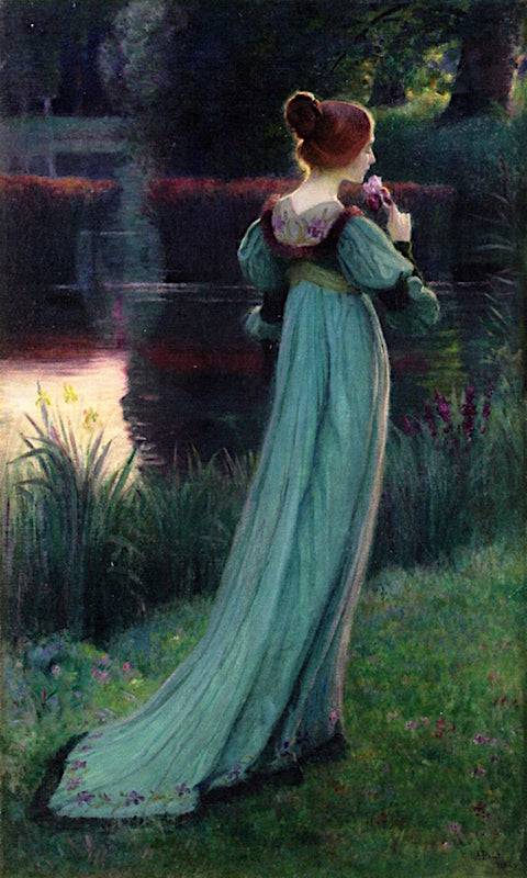 Reminiscing by  the Pond, vintage artwork by Armand Point, 12x8" (A4) Poster