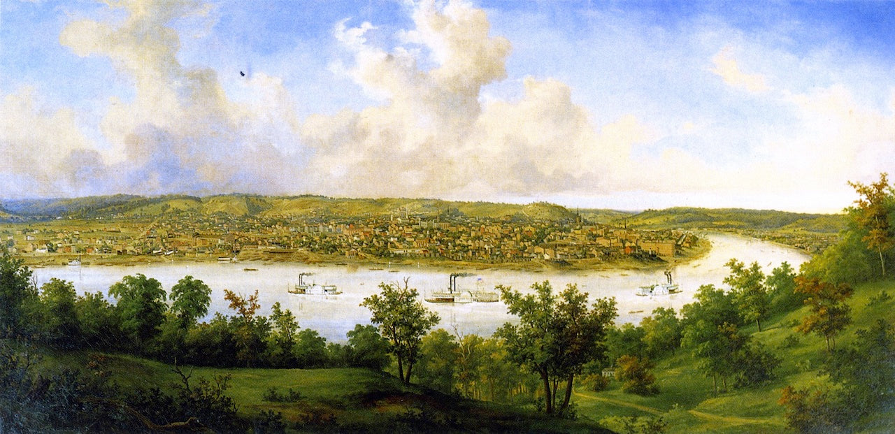 View of Cincinnati, vintage artwork by Edward Beyer, A3 (16x12") Poster Print