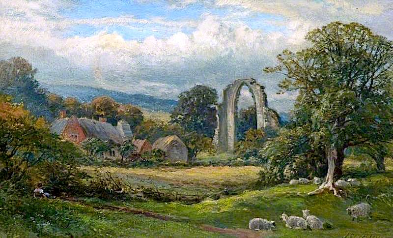 Dale Abbey, Derby shire, vintage artwork by James Stephen Gresley, 12x8" (A4) Poster