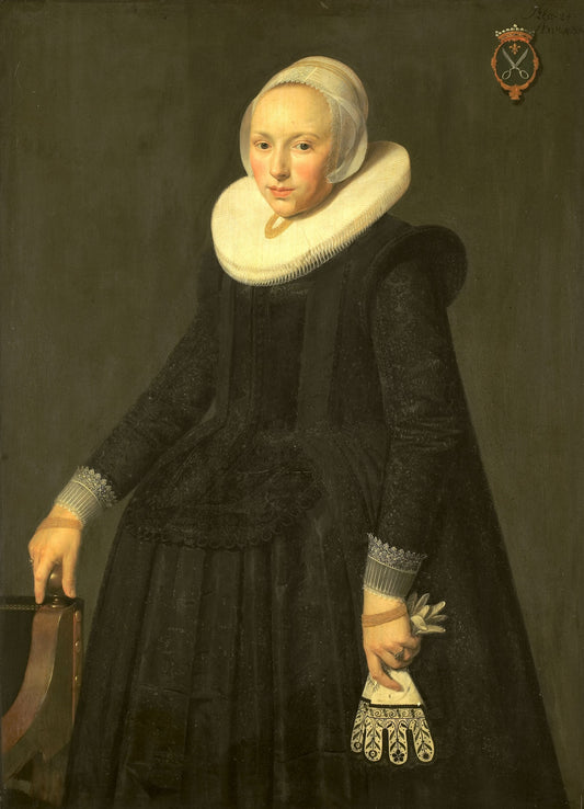 Trijntje Tijsdr van Nooy (born 1607), wife of Reinier Ottsz Hinloopen, vintage artwork by Nicolaes Eliasz. Pickenoy, 12x8" (A4) Poster