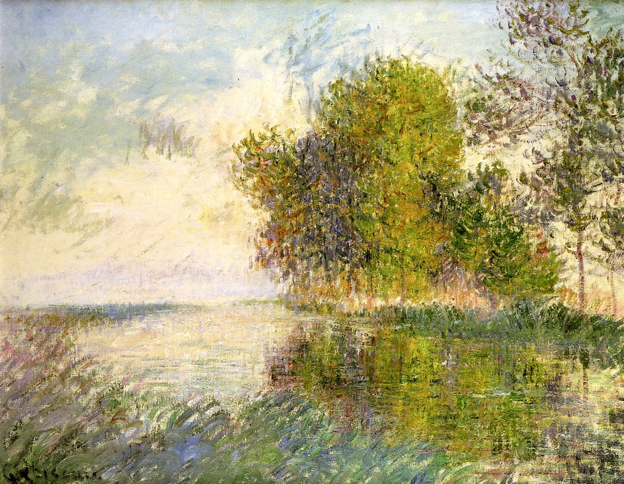 Banks of the River, Normandy, vintage artwork by Gustave Loiseau, 12x8" (A4) Poster