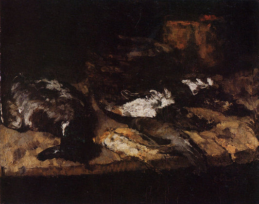 Wild duck, small birds, basket and pot, vintage artwork by Carl Eduard Schuch, 12x8" (A4) Poster