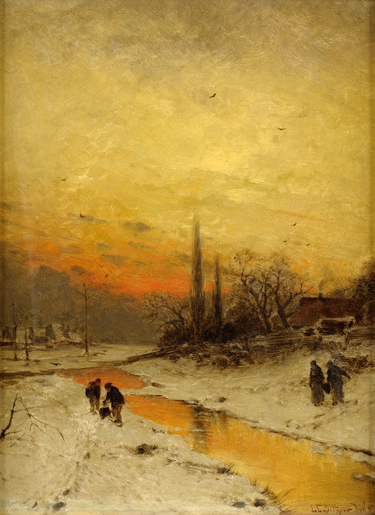 Winter Day, vintage artwork by Ludwig Lanckow, 12x8" (A4) Poster