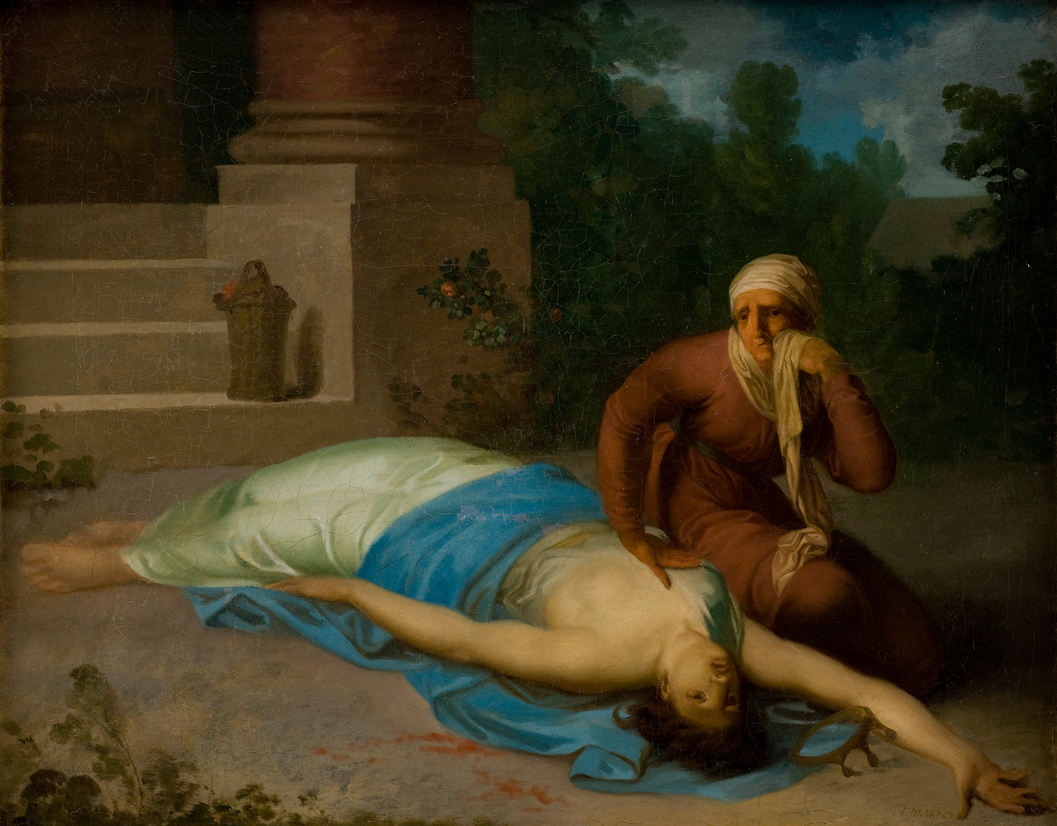The Dying Messalina and Her Mother, vintage artwork by Nicolai Abraham Abildgaard, 12x8" (A4) Poster
