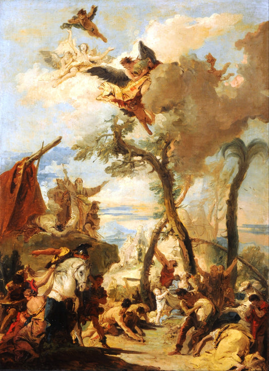 The Hebrews gathering manna in the desert, vintage artwork by Giovanni Battista Tiepolo, 12x8" (A4) Poster