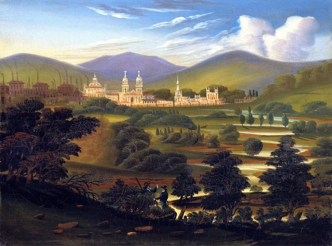 City in a River Valley [Springfield, Massachusetts], vintage artwork by Thomas Chambers, A3 (16x12") Poster Print