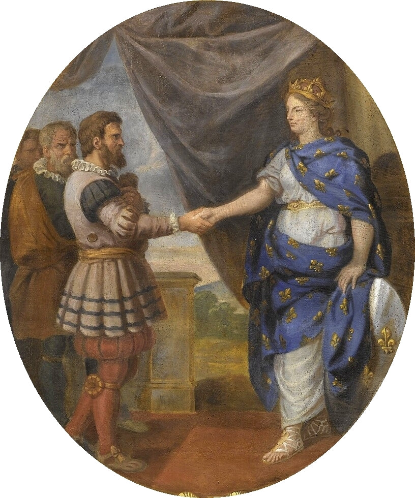 Hall of Mirrors 25 - Renewal of the Alliance Between the French and the Swiss in 1663, vintage artwork by Charles Le Brun, 12x8" (A4) Poster