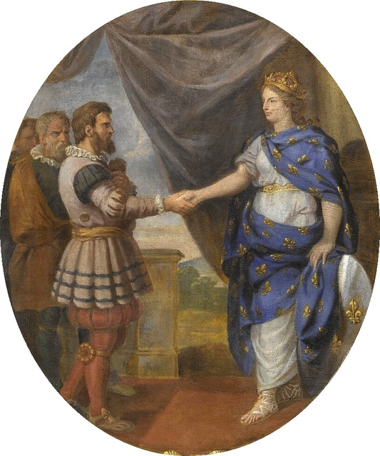 Hall of Mirrors 25 - Renewal of the Alliance Between the French and the Swiss in 1663, vintage artwork by Charles Le Brun, 12x8" (A4) Poster