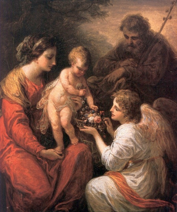 Holy Family with an Angel, vintage artwork by Angelica Kauffmann, 12x8" (A4) Poster