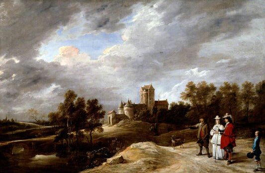 A Castle and its Proprietors, vintage artwork by David Teniers (II), 12x8" (A4) Poster