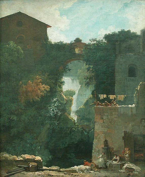 Cascades at Tivoli, vintage artwork by Jean-Honore Fragonard, 12x8" (A4) Poster