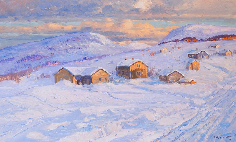 Winter Landscape with Houses by Carl Brandt,A3(16x12")Poster