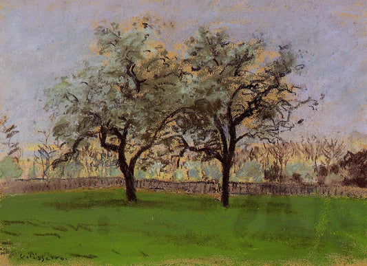 Apples Trees at Pontoise, vintage artwork by Camille Pissarro, 12x8" (A4) Poster