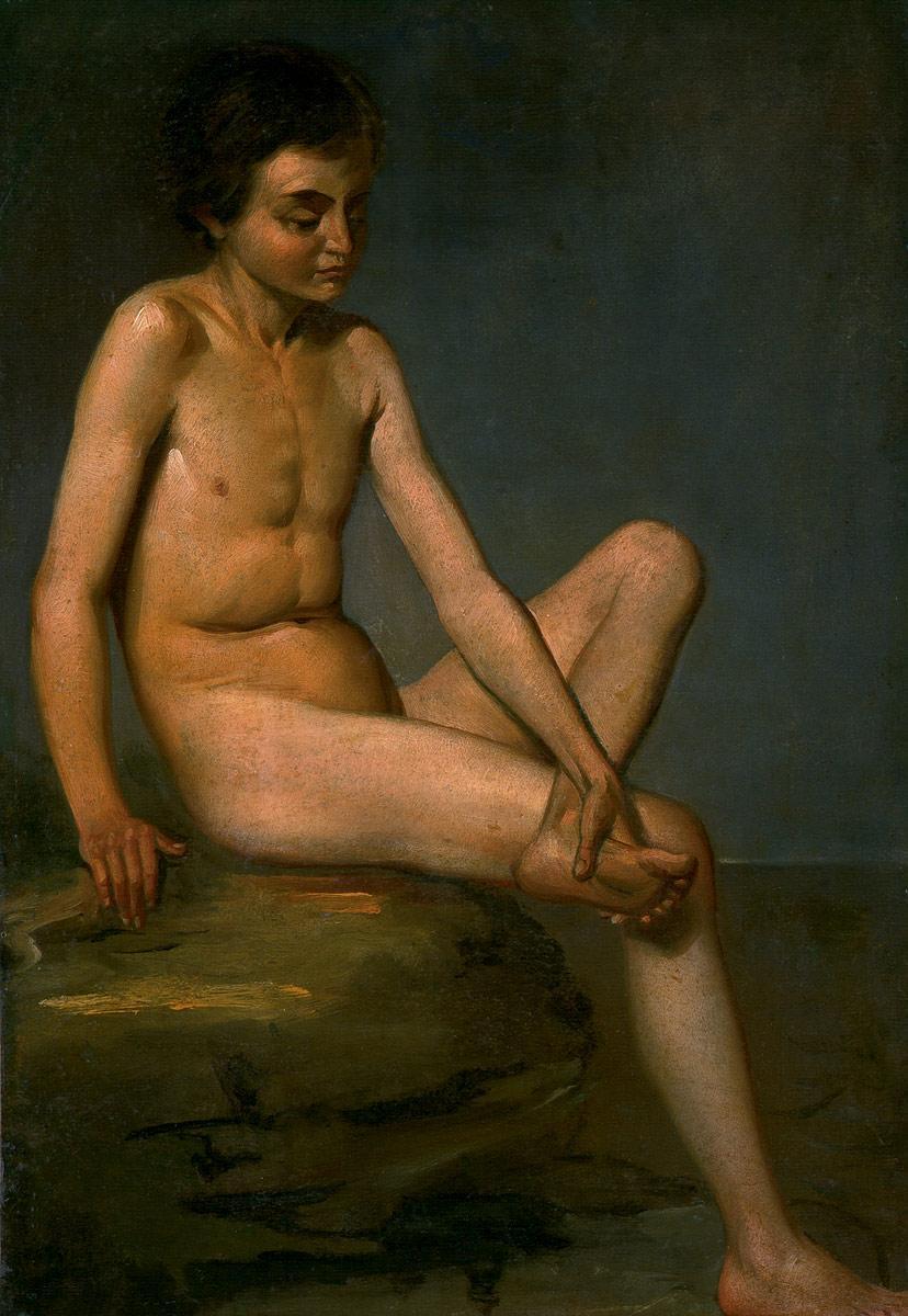 Study of a Nude Boy, vintage artwork by François-Xavier Fabre, 12x8" (A4) Poster