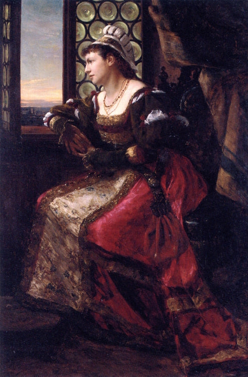 Lady in Waiting, vintage artwork by Rudolf Ernst, 12x8" (A4) Poster