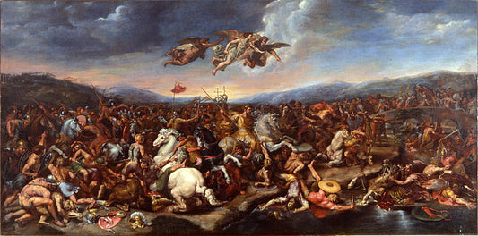 The Battle of Constantine, after Raphael, vintage artwork by Follower of Charles Le Brun, 12x8" (A4) Poster