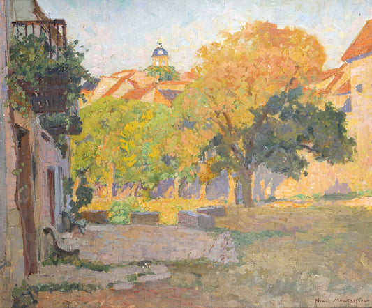 La place du village, vintage artwork by Henri Montassier, 12x8" (A4) Poster