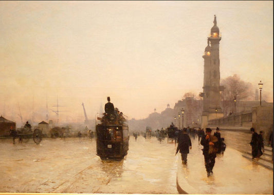 Le quai de Bacalan à Bordeaux le soir, vintage artwork by Alfred Smith, 12x8" (A4) Poster